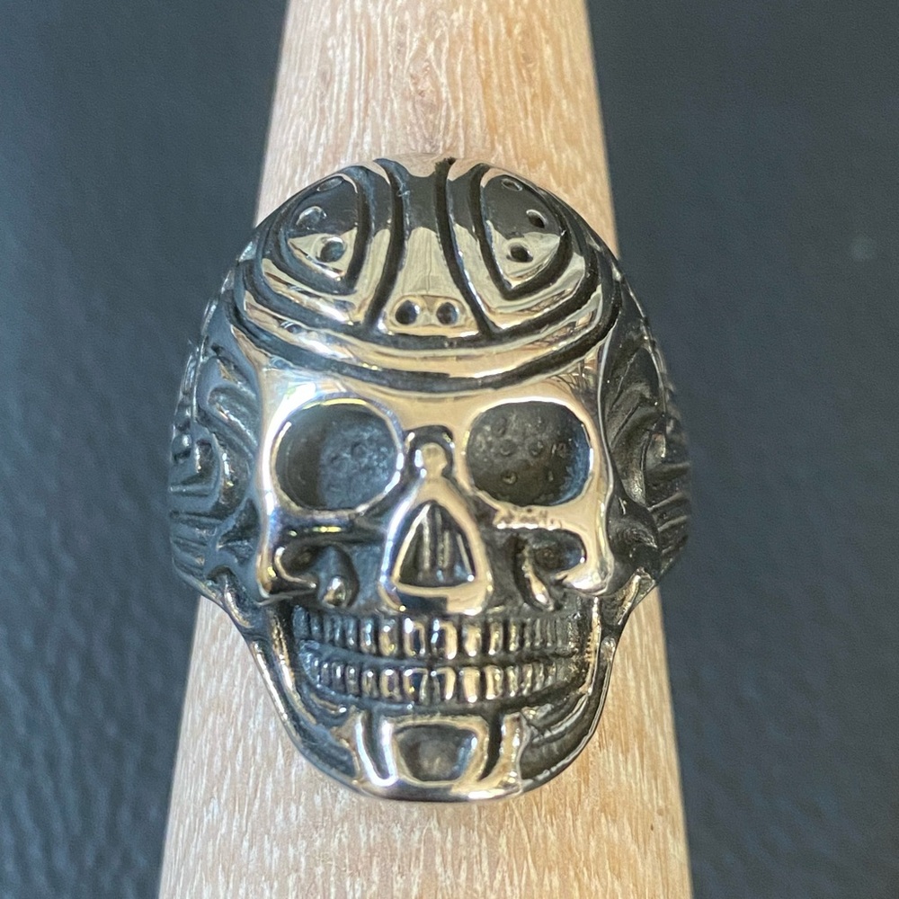 Stainless Steel Mens Skull Ring sz13.25